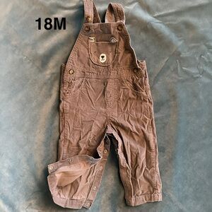 Gray Baby Bear Corduroy Overalls - 18 mos